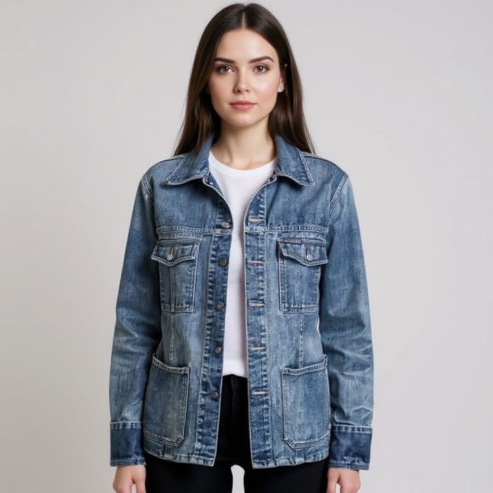 Calvin Klein Vintage 90s Jean Jacket Blue Denim Unisex Size Medium USA Made